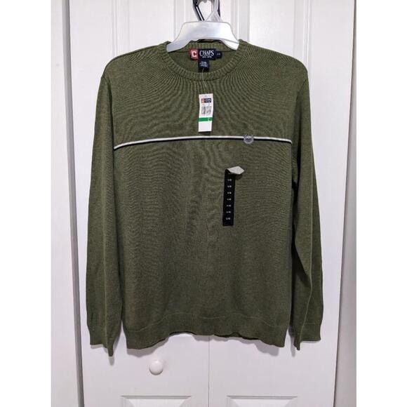 Chaps : Men's Green Crewneck Sweater - Size L -NWT - Picture 1 of 5